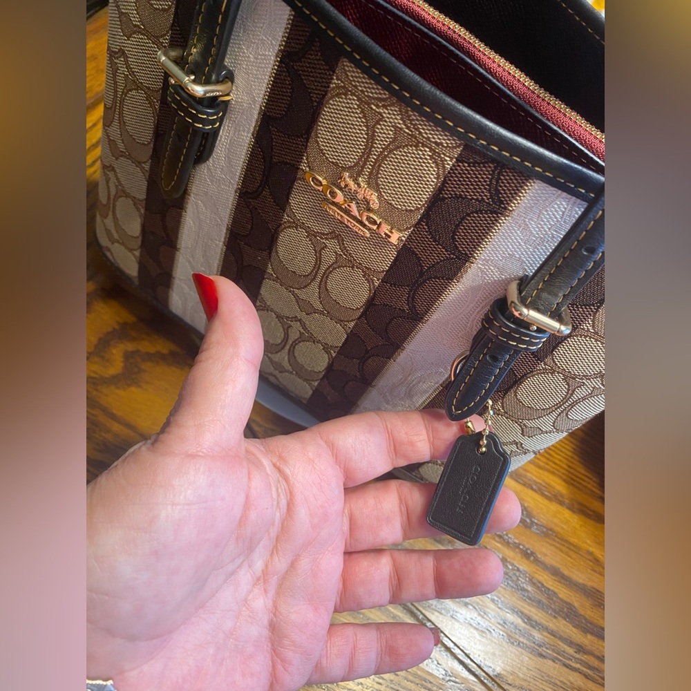 Coach Mollie Medium Tote 25 Signature Jacquard with Stripes - Picture 7 of 11